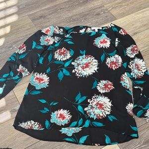 Chaus Black Blouse with Floral Design